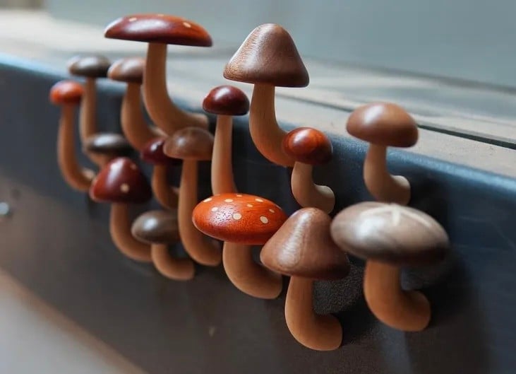 Handmade Wooden Mushroom Fridge Magnets