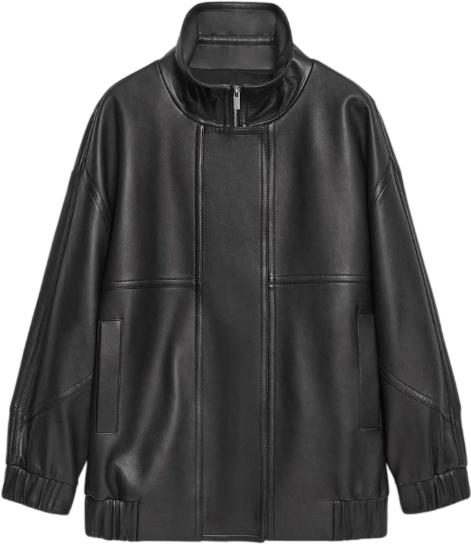Theory High Collar Jacket in Leather