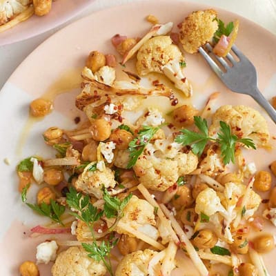 Roasted Cauliflower Salad with Chickpeas, Feta, and Herbs Recipe