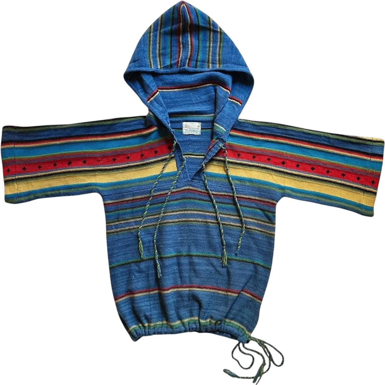 Vintage Striped Hooded Poncho Jumper