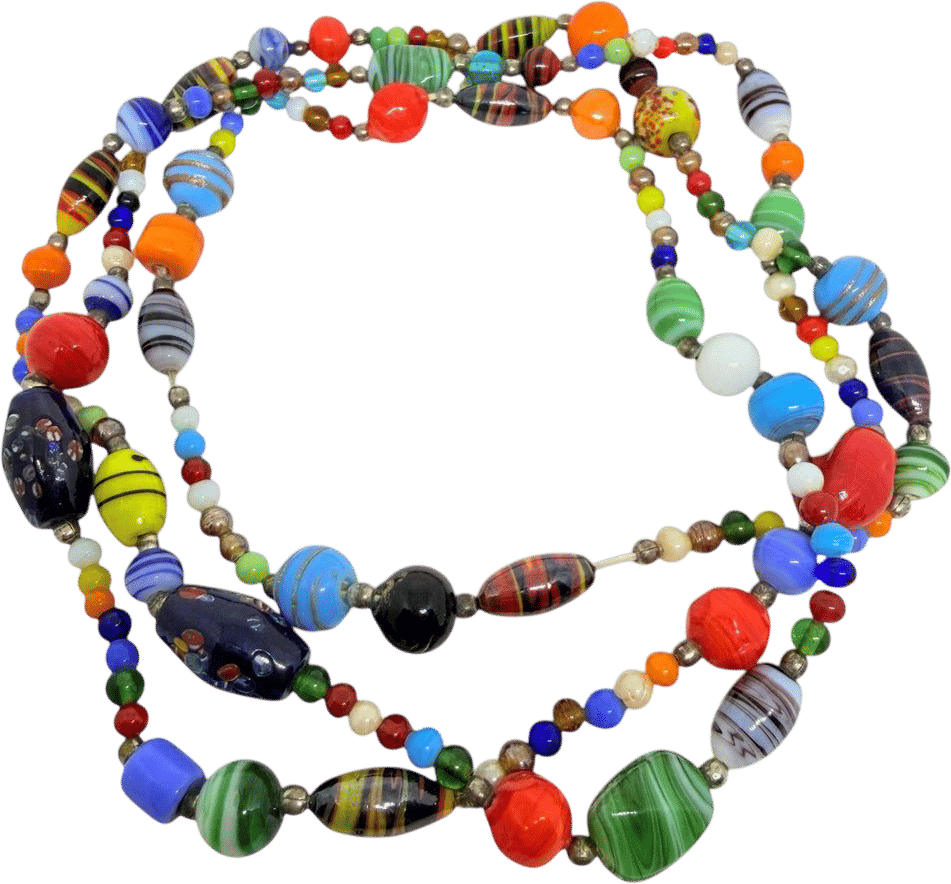 Vintage Art Glass Colorful Fruit Salad Beaded Necklace