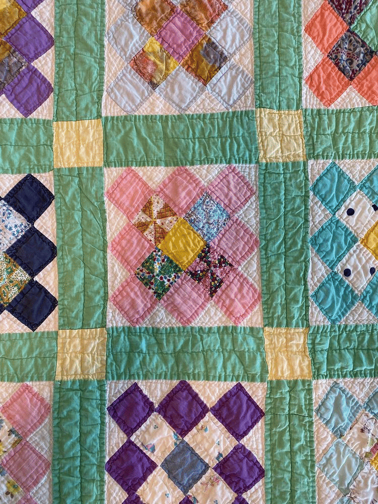 Vintage Antique Quilt, Granny Squares 9 Patch, Early 1900s, Floral Prints, Twin or Throw Size, Cottage - Etsy