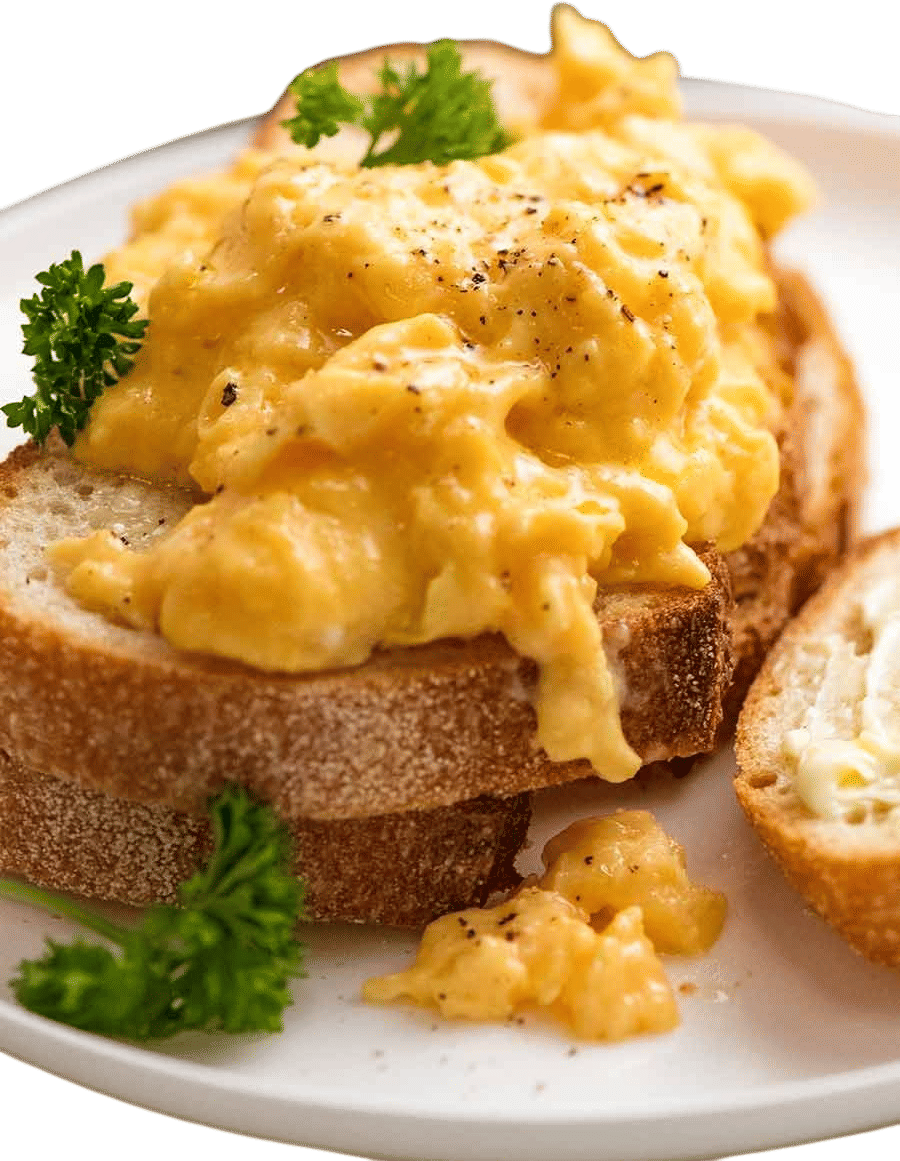 soft scrambled eggs on toast