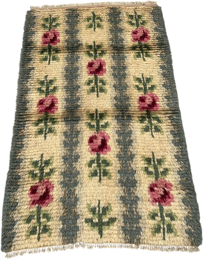 Vintage Floral Stripe Rya Rug