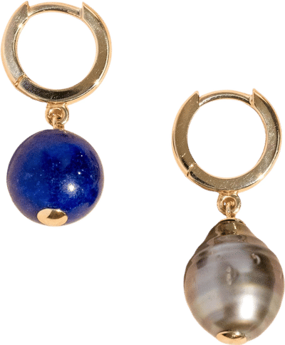 No Bad Birthstones: Mismatch Pearl and Lapis Earrings