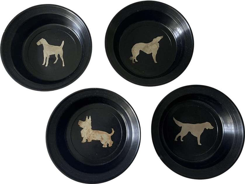 Vintage Art Deco Hunting Dog Coasters/Ashtrays