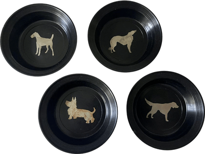 Vintage Art Deco Hunting Dog Coasters/Ashtrays