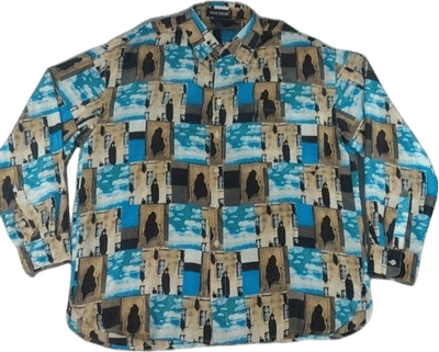 Vintage Silk Club Surrealist Print Shirt