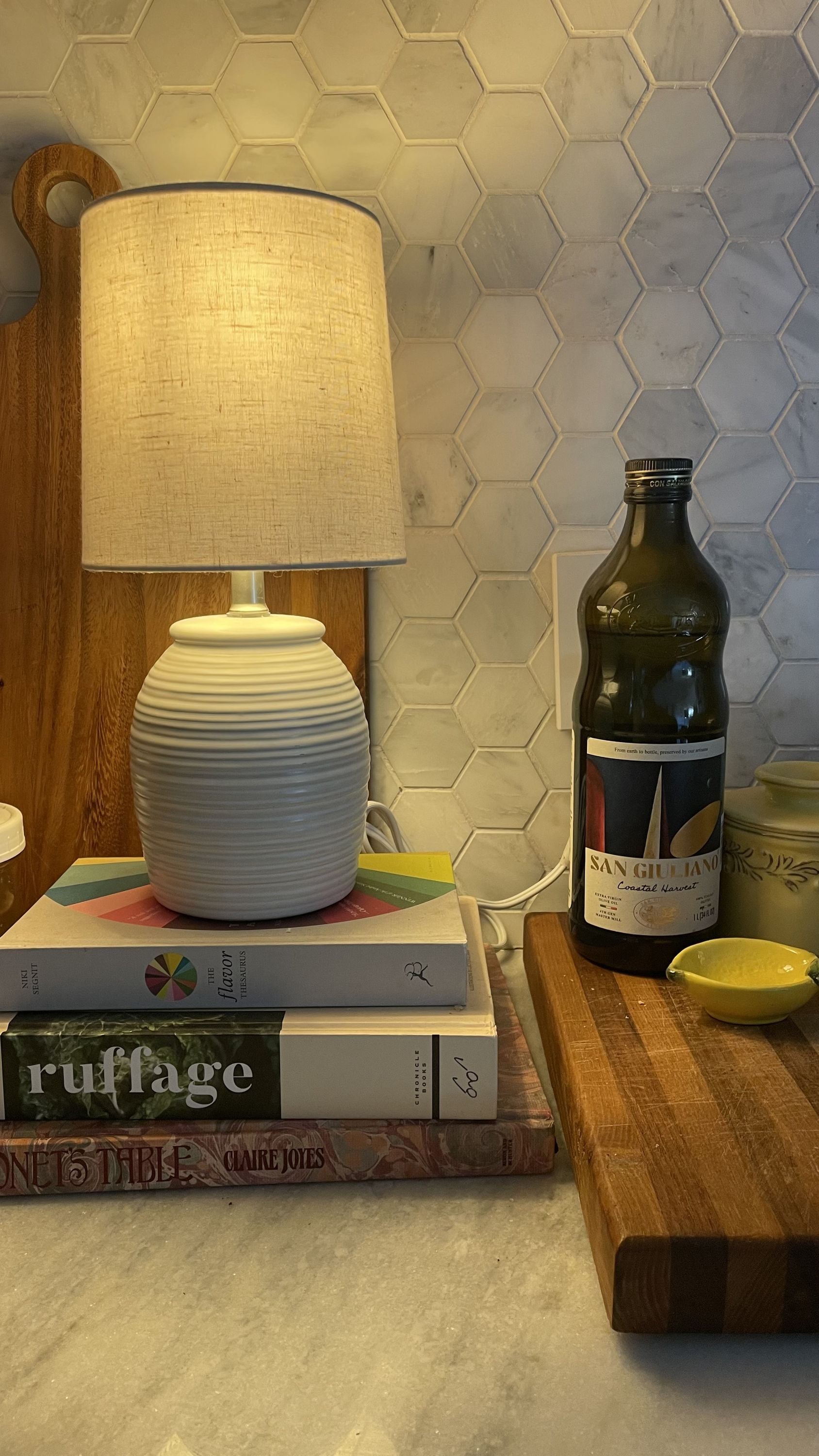 A small kitchen lamp