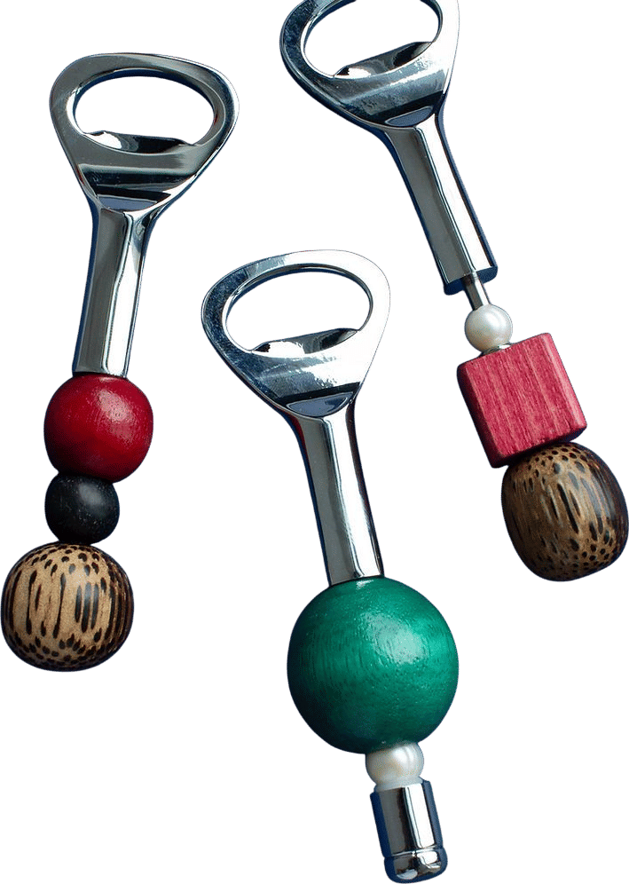 Yam Palm Wood & Red Bead Bottle Opener