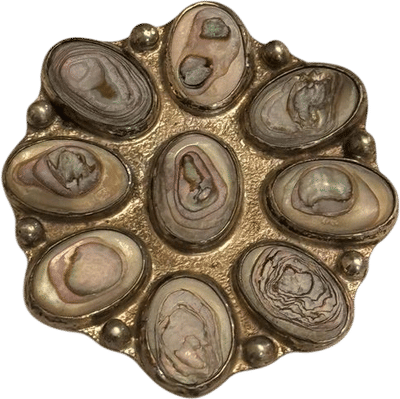 Vintage Taxco Sterling Silver Abalone Brooch