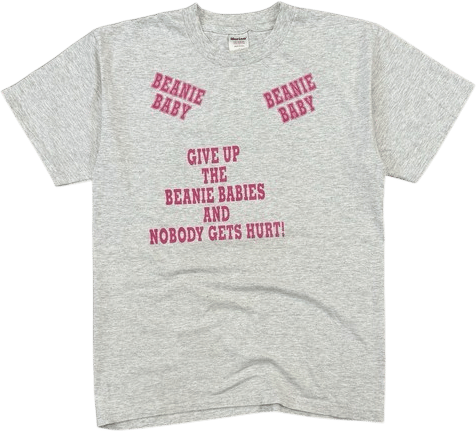 Vintage 90s Beanie Baby Funny Tee Shirt Medium Gray Plush Humor 1990s Saying