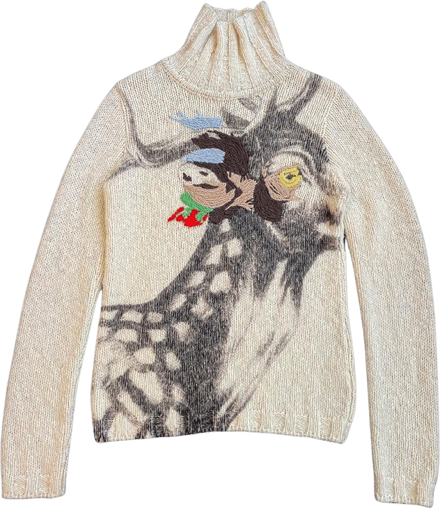 Walter Van Beirendonck Deer Embroidered Sweater