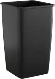 A 50-gallon trash can in the kitchen