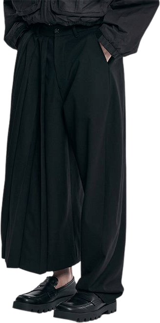 Asymmetric Pleat Pants