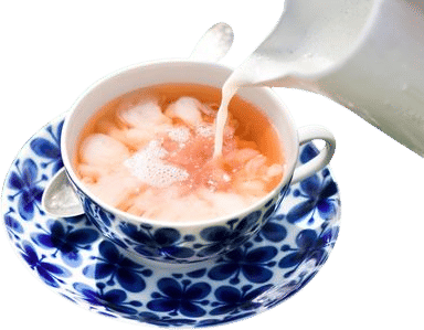 Adding a splash of soy milk to my cup of tea