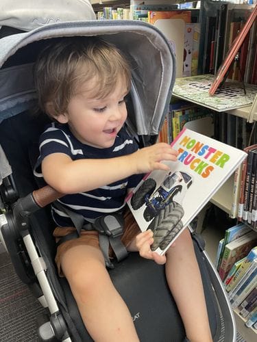 Escaping the heat at the library.