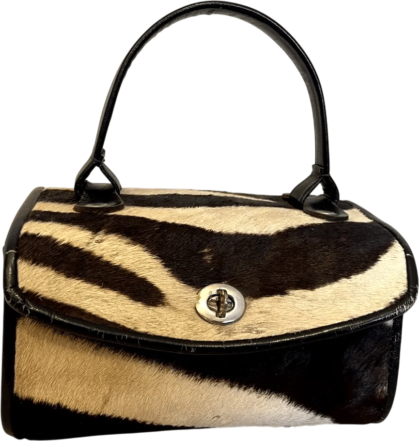 Vintage 1950s-1960s Calf Hair Zebra Handbag