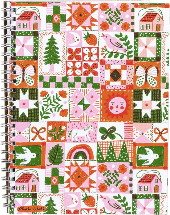 Muted Pink Folk Quilt Spiral Notebook