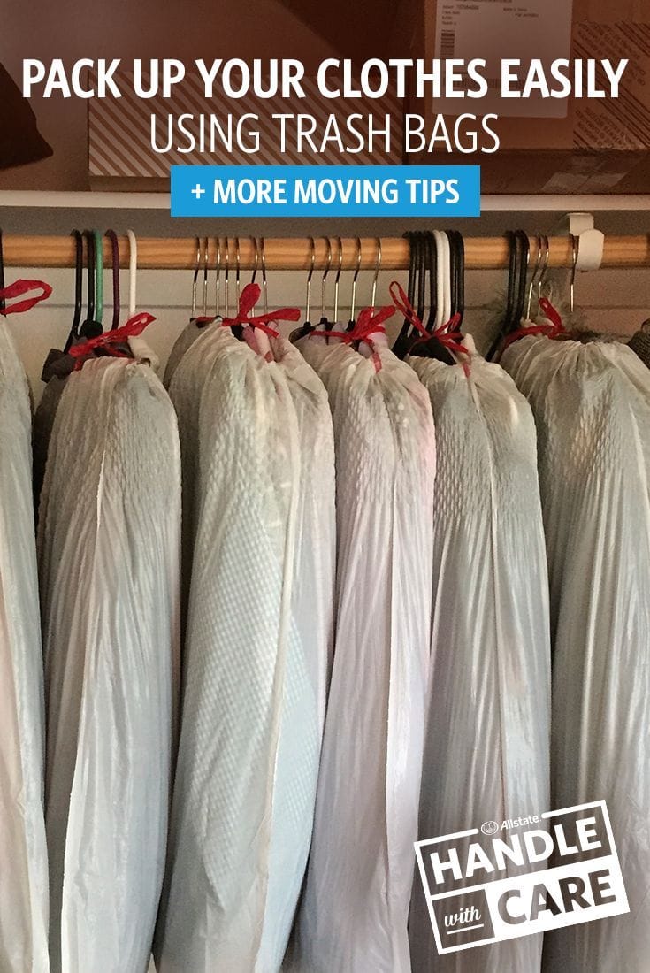 Trash bags for hanging clothes
