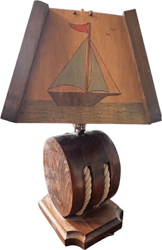 Vintage Nautical Lamp with Hand-Drawn Sailboat