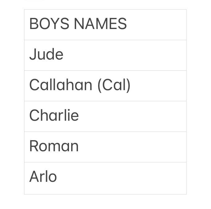 My current running list of boy names