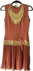 Vintage 1920s Coral Fringe Dress