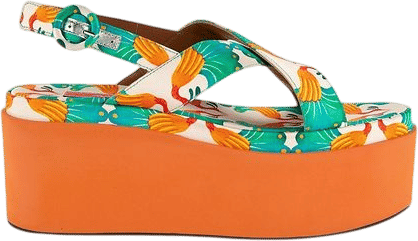 LA DOUBLEJ | Women's Printed Criss Cross Platform Wedge Sandals
