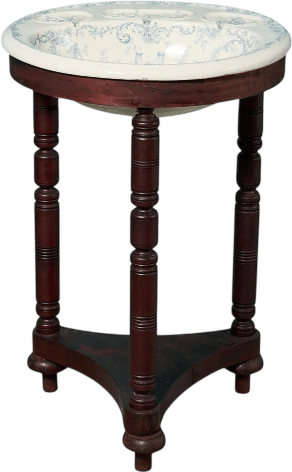 Victorian Mahogany Washstand with Transfer Print Sink
