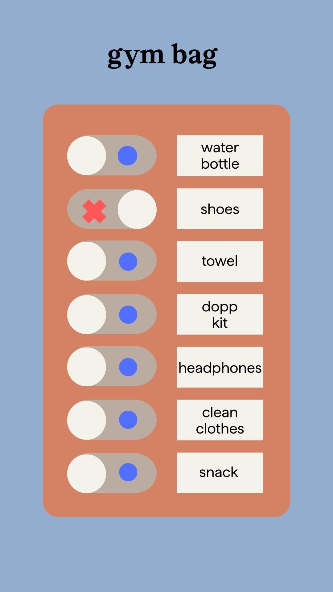 Gym Bag Keychain List