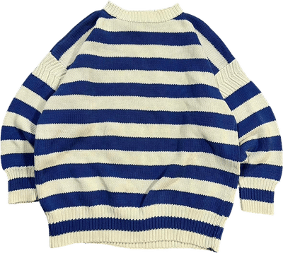 Gap Men's Navy and Cream Striped Jumper