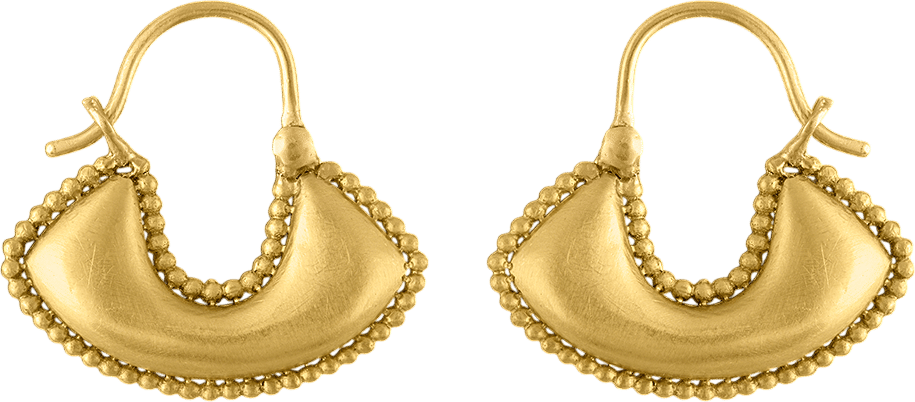 Small Granulated Boat-Shaped Hoop Earrings