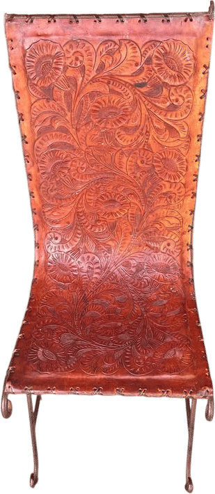 Hand-crafted Leather Chairs with Floral Embossing