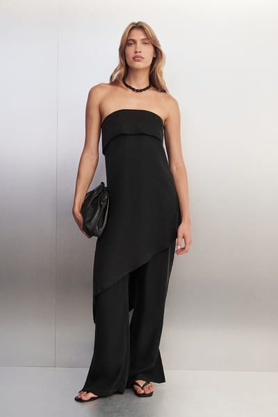 Venus Black Cupro Asym Top