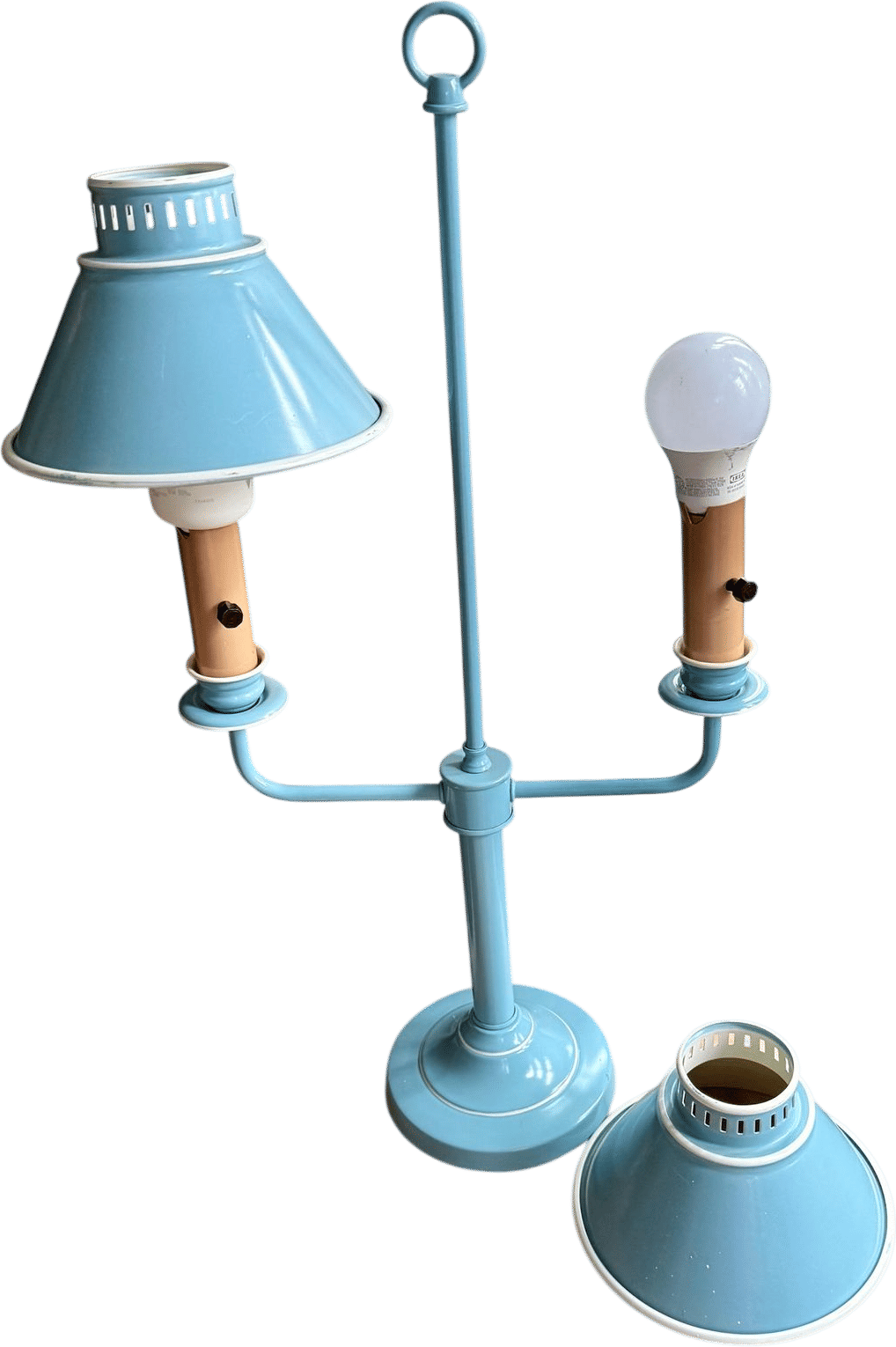 Vintage Blue & White Tolware Double Arm Lamp