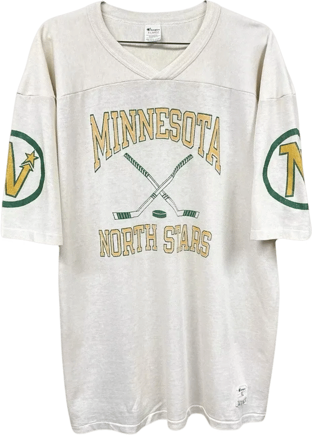 Vintage Champion Minnesota North Stars Hockey T Shirt White XL