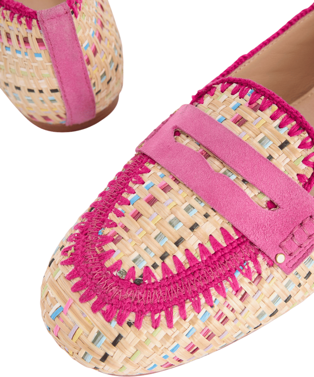 Classic Penny Loafers in Multi Raffia