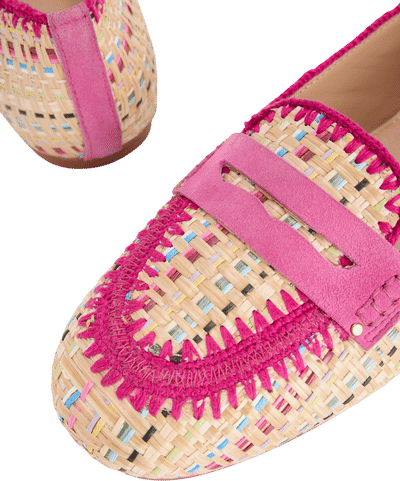 Classic Penny Loafers in Multi Raffia