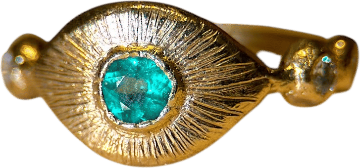 Colombian Emerald Eye Ring with Diamonds