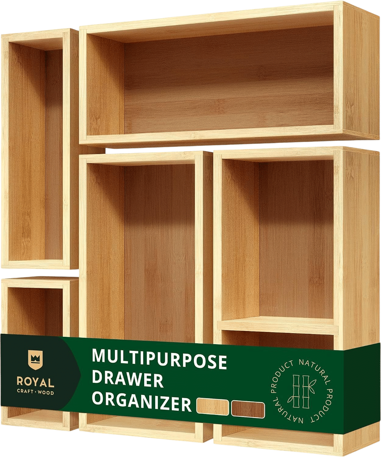 Royal Craft Wood 5-Piece Bamboo Drawer Organizer Set