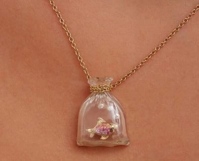 9K Yellow Gold Goldfish Necklace