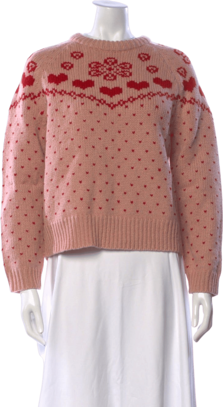 Lambswool heart patterned sweater with floral motif ❃
