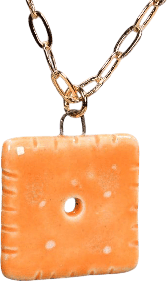 Cheese Cracker Ceramic Charm Pendant Necklace