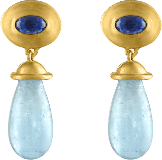 Aquamarine and Blue Sapphire Alabastra Earrings