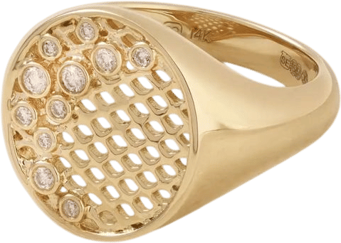 Sydney Evan Oval Fishnet Diamond Signet Ring