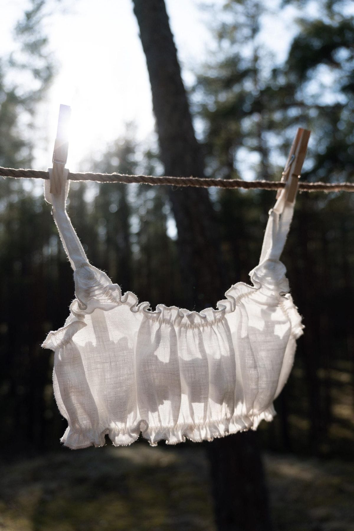 White organic linen bralette