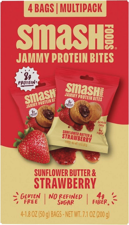 Smash Foods Gluten Free Sunflower Butter & Strawberry Jam Protein Bites