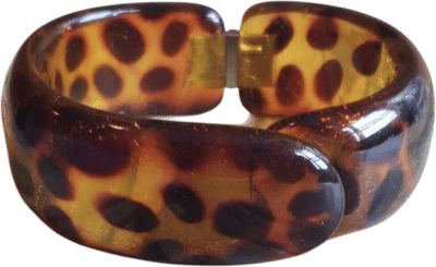 Vintage Leopard Plastic Hinged Clamper Bracelet
