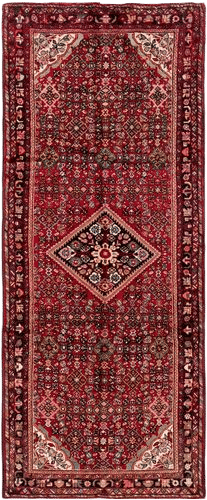 Red 4' x 10' Hossainabad Persian Runner Rug