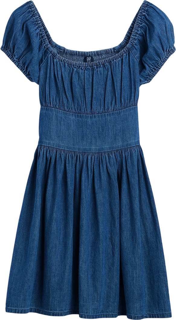 Gap Kids Denim Puff-Sleeve Mini Dress